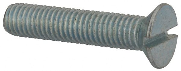 Value Collection - M8x1.25, 40mm OAL Slotted Drive Machine Screw - Flat Head, Grade 4.8 Steel, Zinc-Plated Finish, Without Washer - Exact Tooling