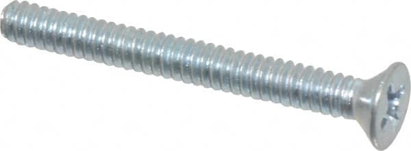 Value Collection - #4-40 UNC, 1" OAL Phillips Drive Machine Screw - Flat Head, Grade 2 Steel, Zinc-Plated Finish, Without Washer - Exact Tooling