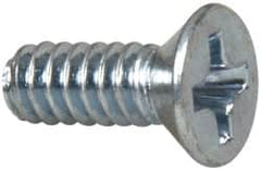 Value Collection - #6-32 UNC, 3/8" OAL Phillips Drive Machine Screw - Flat Head, Grade 2 Steel, Zinc-Plated Finish, Without Washer - Exact Tooling