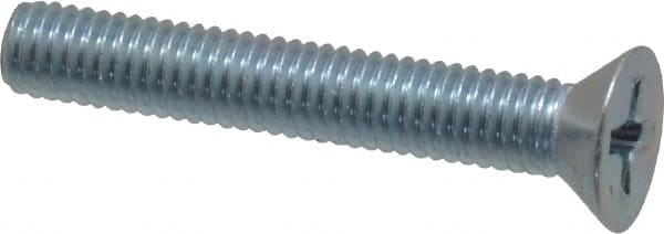 Value Collection - #10-32 UNF, 1-1/4" OAL Phillips Drive Machine Screw - Flat Head, Grade 2 Steel, Zinc-Plated Finish, Without Washer - Exact Tooling