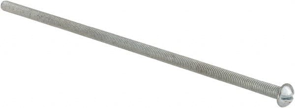 Value Collection - #10-32 UNF, 6" Length Under Head Slotted Drive Machine Screw - Round Head, Grade J82 Steel, Zinc-Plated Finish, Without Washer - Exact Tooling