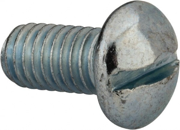 Value Collection - 3/8-16 UNC, 3/4" Length Under Head Slotted Drive Machine Screw - Round Head, Grade 2 Alloy Steel, Zinc-Plated Finish, Without Washer - Exact Tooling