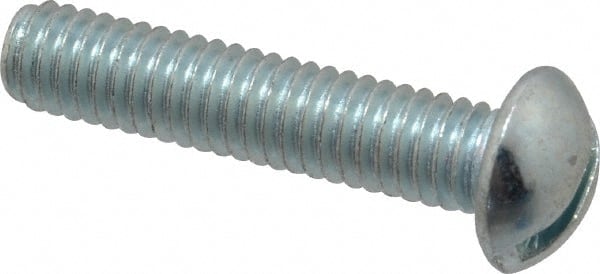 Value Collection - 5/16-18 UNC, 1-1/2" Length Under Head Slotted Drive Machine Screw - Round Head, Grade 2 Steel, Zinc-Plated Finish, Without Washer - Exact Tooling