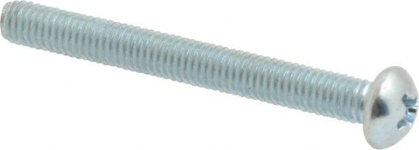 Value Collection - #10-32 UNF, 1-3/4" Length Under Head Phillips Drive Machine Screw - Round Head, Grade 2 Steel, Zinc-Plated Finish, Without Washer - Exact Tooling