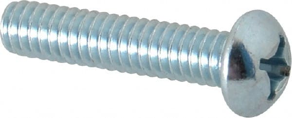Value Collection - #12-24 UNC, 1" Length Under Head Phillips Drive Machine Screw - Round Head, Grade J82 Steel, Zinc-Plated Finish, Without Washer - Exact Tooling