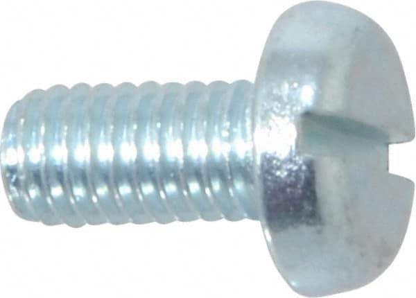 Value Collection - M5x0.80, 10mm Length Under Head Slotted Drive Machine Screw - Pan Head, Grade 4.8 Steel, Zinc-Plated Finish, Without Washer - Exact Tooling