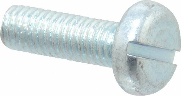 Value Collection - M5x0.80, 16mm Length Under Head Slotted Drive Machine Screw - Pan Head, Grade 4.8 Steel, Zinc-Plated Finish, Without Washer - Exact Tooling