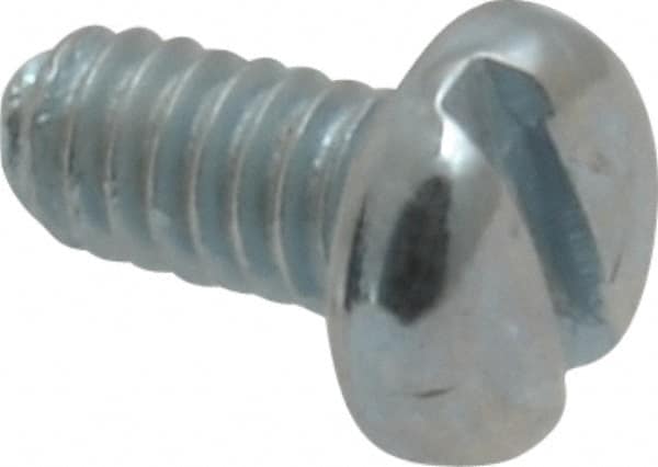 Value Collection - #5-40 UNC, 1/4" Length Under Head Slotted Drive Machine Screw - Pan Head, Grade 2 Steel, Zinc-Plated Finish, Without Washer - Exact Tooling