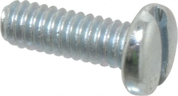 Value Collection - #5-40 UNC, 3/8" Length Under Head Slotted Drive Machine Screw - Pan Head, Grade J82 Steel, Zinc-Plated Finish, Without Washer - Exact Tooling