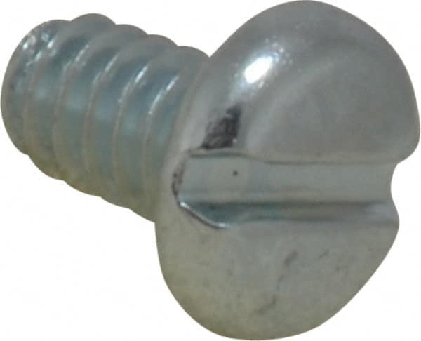 Value Collection - #10-24 UNC, 5/16" Length Under Head Slotted Drive Machine Screw - Pan Head, Grade J82 Steel, Zinc-Plated Finish, Without Washer - Exact Tooling