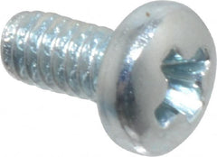 Value Collection - #2-56 UNC, 3/16" Length Under Head Phillips Drive Machine Screw - Pan Head, Grade J82 Steel, Zinc-Plated Finish, Without Washer - Exact Tooling