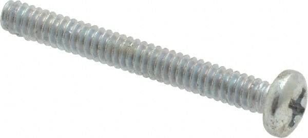 Value Collection - #6-32 UNC, 1-1/4" Length Under Head Phillips Drive Machine Screw - Pan Head, Grade 2 Steel, Zinc-Plated Finish, Without Washer - Exact Tooling