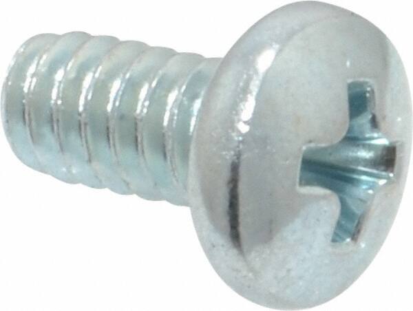 Value Collection - #10-24 UNC, 3/8" Length Under Head Phillips Drive Machine Screw - Pan Head, Grade 2 Steel, Zinc-Plated Finish, Without Washer - Exact Tooling