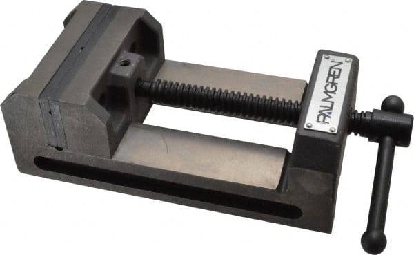 Palmgren - 4-1/2" Jaw Opening Capacity x 1-1/2" Throat Depth, Horizontal Drill Press Vise - 4" Wide Jaw, Stationary Base, Standard Speed, 7-5/16" OAL x 2-3/4" Overall Height - Exact Tooling