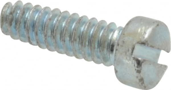 Value Collection - #6-32 UNC, 7/16" Length Under Head Slotted Drive Machine Screw - Fillister Head, Grade 2 Steel, Zinc-Plated Finish, Without Washer - Exact Tooling