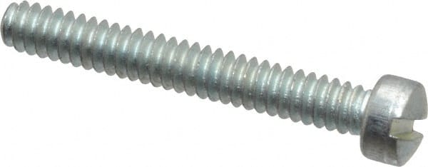Value Collection - #6-32 UNC, 1" Length Under Head Slotted Drive Machine Screw - Fillister Head, Grade 2 Steel, Zinc-Plated Finish, Without Washer - Exact Tooling