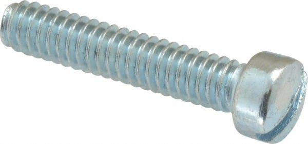 Value Collection - 1/4-20 UNC, 1-1/4" Length Under Head Slotted Drive Machine Screw - Fillister Head, Grade 2 Steel, Zinc-Plated Finish, Without Washer - Exact Tooling