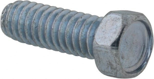 Value Collection - #12-24 UNC, 5/8" Length Under Head Hex Drive Machine Screw - Hex Head, Grade 2 Steel, Zinc-Plated Finish, Without Washer - Exact Tooling