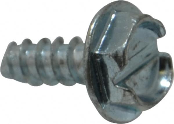 Value Collection - #6 Hex Washer Head Slotted Sheet Metal Screw - Steel, 3/8" Length Under Head, Grade 2 - Exact Tooling