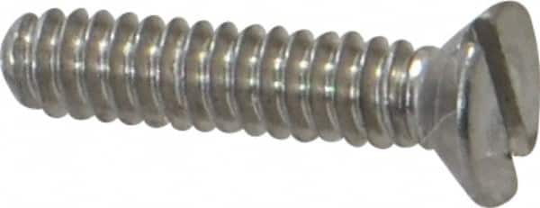 Value Collection - #4-40 UNC, 1/2" OAL Slotted Drive Machine Screw - Flat Head, Grade 18-8 Stainless Steel, Uncoated, Without Washer - Exact Tooling