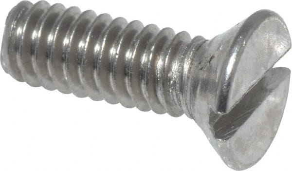Value Collection - #8-32 UNC, 1/2" OAL Slotted Drive Machine Screw - Flat Head, Grade 18-8 Stainless Steel, Uncoated, Without Washer - Exact Tooling