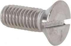 Value Collection - 3/8-16 UNC, 1" OAL Slotted Drive Machine Screw - Flat Head, Grade 18-8 Stainless Steel, Uncoated, Without Washer - Exact Tooling