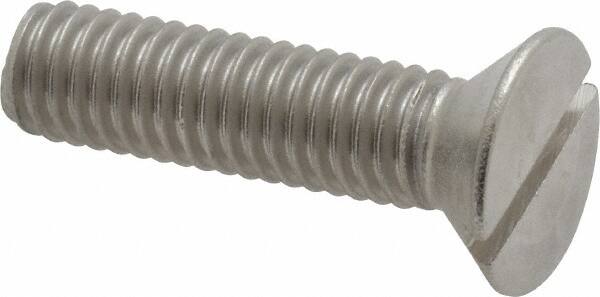 Value Collection - 3/8-16 UNC, 1-1/2" OAL Slotted Drive Machine Screw - Flat Head, Grade 18-8 Stainless Steel, Uncoated, Without Washer - Exact Tooling