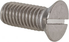 Value Collection - 1/2-13 UNC, 1-1/4" OAL Slotted Drive Machine Screw - Flat Head, Grade 18-8 Stainless Steel, Uncoated, Without Washer - Exact Tooling