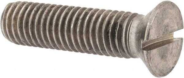 Value Collection - 1/2-13 UNC, 2" OAL Slotted Drive Machine Screw - Flat Head, Grade 18-8 Stainless Steel, Uncoated, Without Washer - Exact Tooling