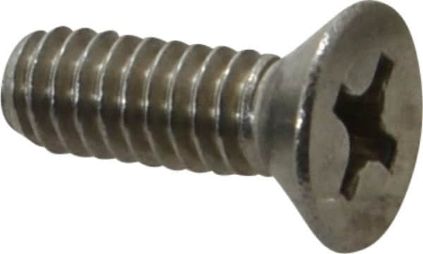 Value Collection - 1/4-20 UNC, 3/4" OAL Phillips Drive Machine Screw - Flat Head, Grade 18-8 Stainless Steel, Uncoated, Without Washer - Exact Tooling