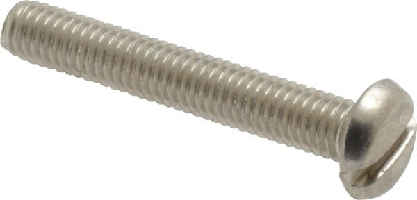 Value Collection - #10-32 UNF, 1-1/4" Length Under Head Slotted Drive Machine Screw - Pan Head, Grade 18-8 Stainless Steel, Uncoated, Without Washer - Exact Tooling