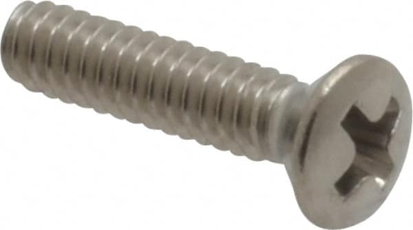 Value Collection - #4-40 UNC, 1/2" OAL Phillips Drive Machine Screw - Oval Head, Grade 18-8 Stainless Steel, Uncoated, Without Washer - Exact Tooling