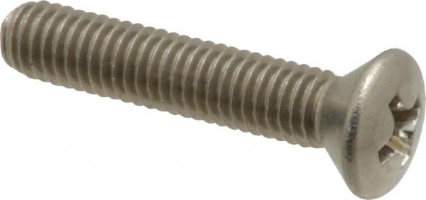 Value Collection - #10-32 UNF, 1" OAL Phillips Drive Machine Screw - Oval Head, Grade 18-8 Stainless Steel, Uncoated, Without Washer - Exact Tooling