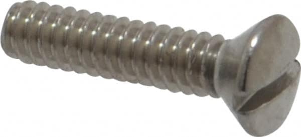 Value Collection - #4-40 UNC, 1/2" OAL Slotted Drive Machine Screw - Oval Head, Grade 18-8 Stainless Steel, Uncoated, Without Washer - Exact Tooling