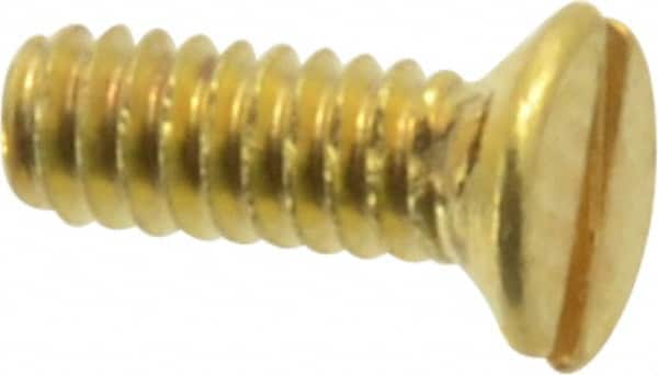 Value Collection - #2-56 UNC, 1/4" OAL Slotted Drive Machine Screw - Flat Head, Brass, Uncoated, Without Washer - Exact Tooling