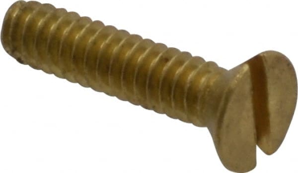 Value Collection - #4-40 UNC, 1/2" OAL Slotted Drive Machine Screw - Flat Head, Brass, Without Washer - Exact Tooling