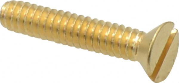 Value Collection - #10-24 UNC, 1" OAL Slotted Drive Machine Screw - Flat Head, Brass, Without Washer - Exact Tooling