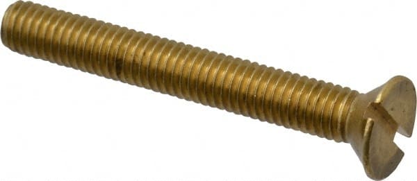 Value Collection - #10-32 UNF, 1-1/2" OAL Slotted Drive Machine Screw - Flat Head, Brass, Without Washer - Exact Tooling