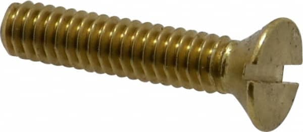 Value Collection - 1/4-20 UNC, 1-1/4" OAL Slotted Drive Machine Screw - Flat Head, Brass, Without Washer - Exact Tooling