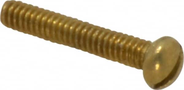 Value Collection - #2-56 UNC, 1/2" Length Under Head Slotted Drive Machine Screw - Round Head, Brass, Uncoated, Without Washer - Exact Tooling