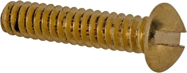 Value Collection - #6-32 UNC, 5/8" Length Under Head Slotted Drive Machine Screw - Round Head, Brass, Without Washer - Exact Tooling