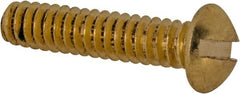 Value Collection - #6-32 UNC, 5/8" Length Under Head Slotted Drive Machine Screw - Round Head, Brass, Without Washer - Exact Tooling