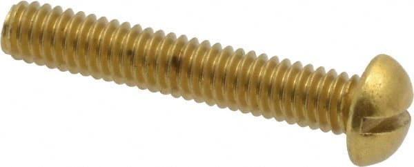 Value Collection - #8-32 UNC, 1" Length Under Head Slotted Drive Machine Screw - Round Head, Brass, Without Washer - Exact Tooling