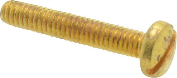 Value Collection - #8-32 UNC, 1" Length Under Head Slotted Drive Machine Screw - Binding Head, Brass, Uncoated, Without Washer - Exact Tooling