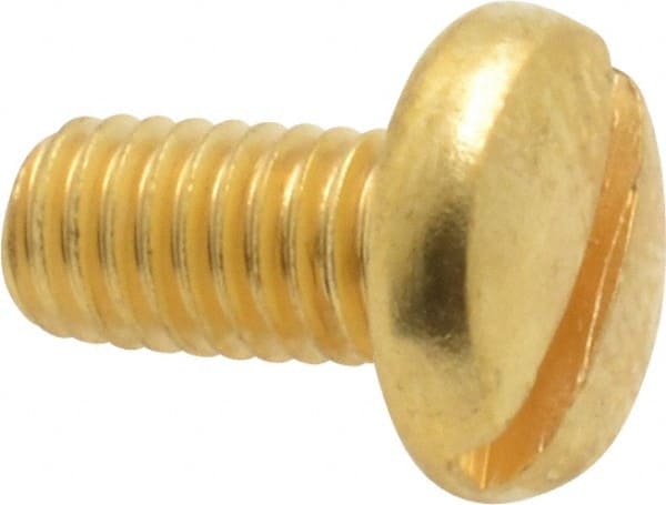 Value Collection - #10-32 UNF, 3/8" Length Under Head Slotted Drive Machine Screw - Binding Head, Brass, Uncoated, Without Washer - Exact Tooling