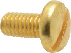 Value Collection - #10-32 UNF, 3/8" Length Under Head Slotted Drive Machine Screw - Binding Head, Brass, Uncoated, Without Washer - Exact Tooling
