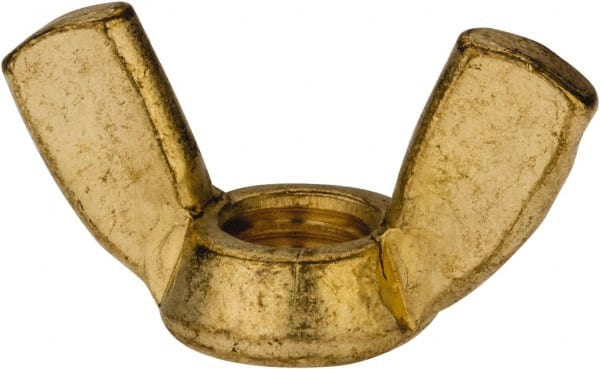 Value Collection - 3/8-16 UNC, Brass Standard Wing Nut - 1.44" Wing Span, 0.79" Wing Span - Exact Tooling