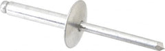 RivetKing - Size 612 Large Flange Dome Head Aluminum Open End Blind Rivet - Aluminum Mandrel, 0.626" to 3/4" Grip, 5/8" Head Diam, 0.192" to 0.196" Hole Diam, 0.95" Length Under Head, 3/16" Body Diam - Exact Tooling