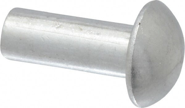 RivetKing - 3/16" Body Diam, Round Uncoated Aluminum Solid Rivet - 1/2" Length Under Head, Grade 1100F - Exact Tooling