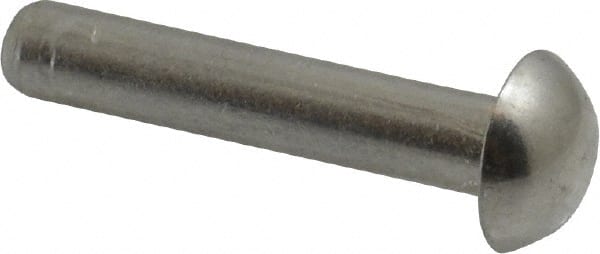 RivetKing - 3/16" Body Diam, Round Aluminum Solid Rivet - 1" Length Under Head, Grade 1100F - Exact Tooling